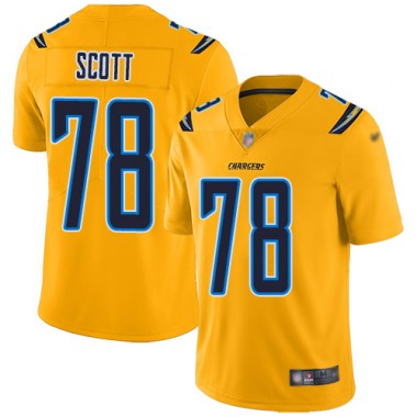 Los Angeles Chargers NFL Football Trent Scott Gold Jersey Men Limited  #78 Inverted Legend
